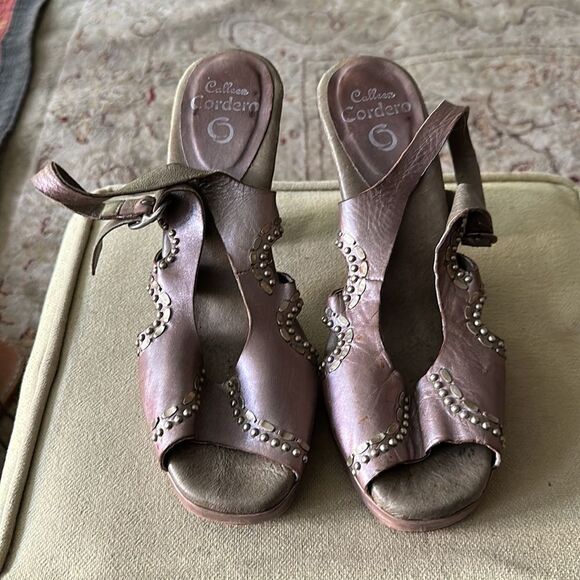 Calleen Cordero 3” strap heels. Leather and studs. - Picture 4 of 8